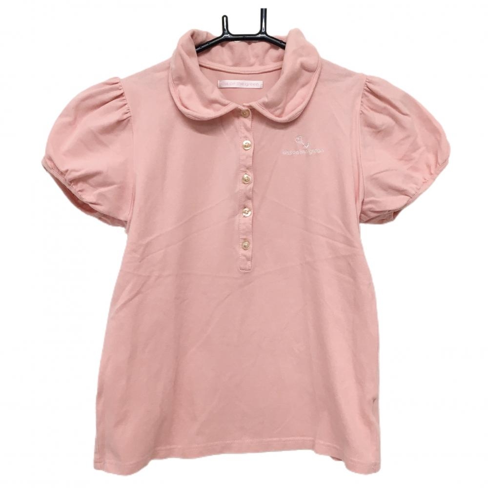 キスオンザグリーン 半袖ポロシャツ サーモンピンク パフスリーブ ロゴ刺しゅう  レディース 記載なし ゴルフウェア kiss on the green