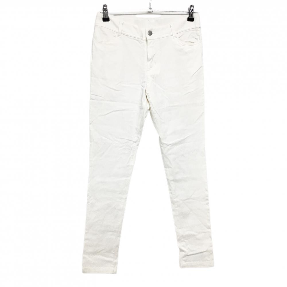 【超美品】キスオンザグリーン パンツ 白 ロゴシルバー ストレッチ 一部裏地付 レディース 3(L) ゴルフウェア kiss on the green