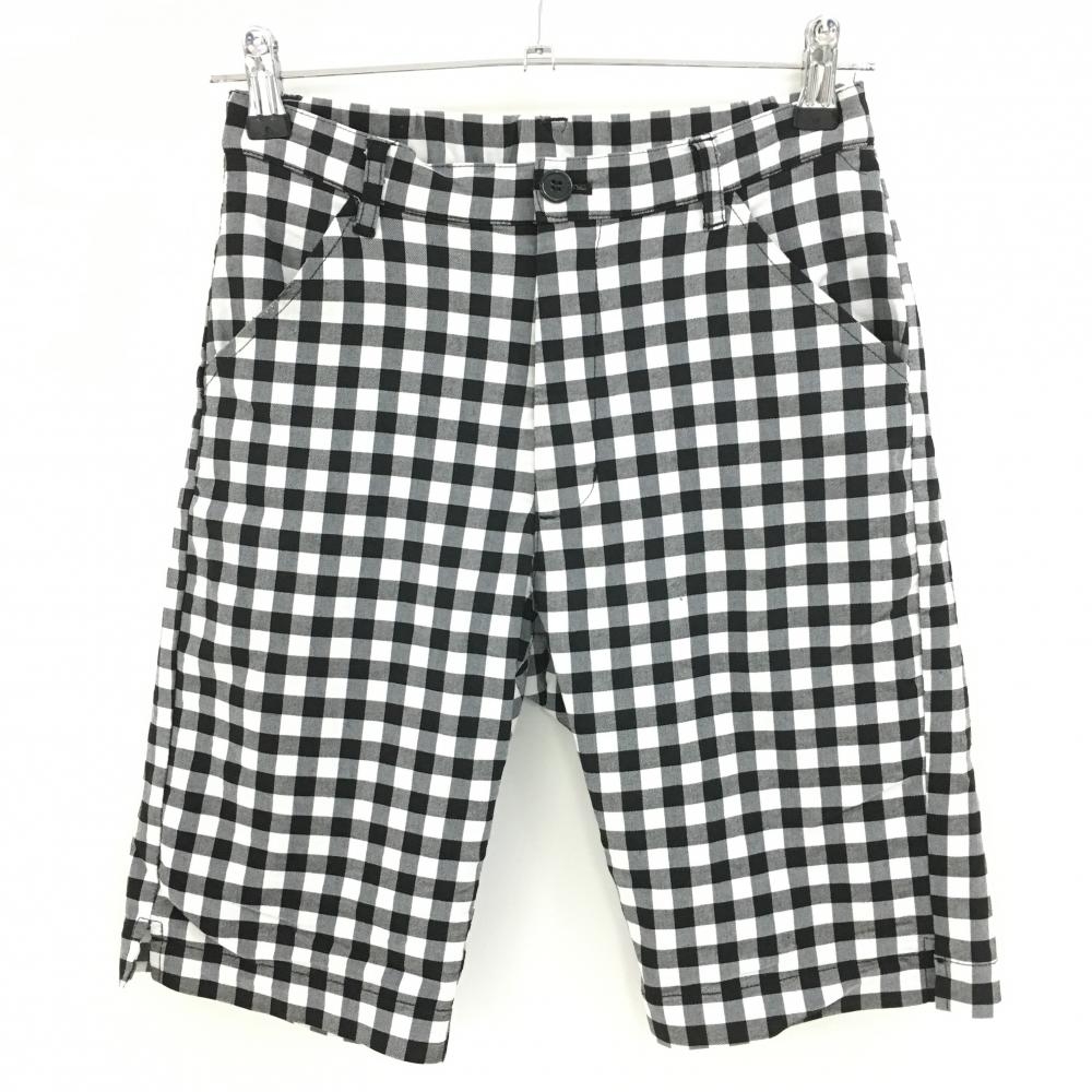 【超美品】キスオンザグリーン ハーフパンツ 白×黒 ギンガムチェック ストレッチ レディース 2(M) ゴルフウェア kiss on the green
