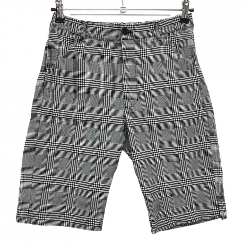 【超美品】キスオンザグリーン ハーフパンツ 黒×白 グレンチェック 裏地付 レディース 2(M) ゴルフウェア kiss on the green