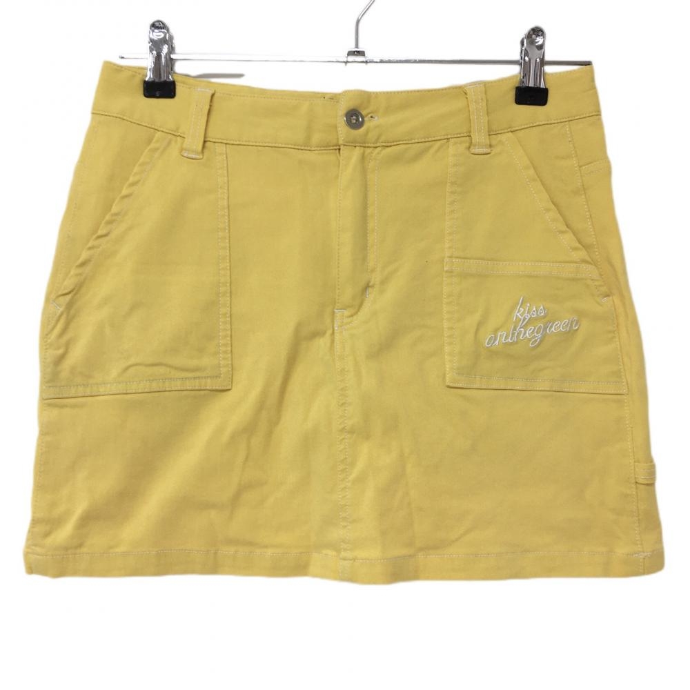 キスオンザグリーン ストレッチスカート 内側インナーパンツ イエロー シンプル 無地  レディース 3(L) ゴルフウェア kiss on the green