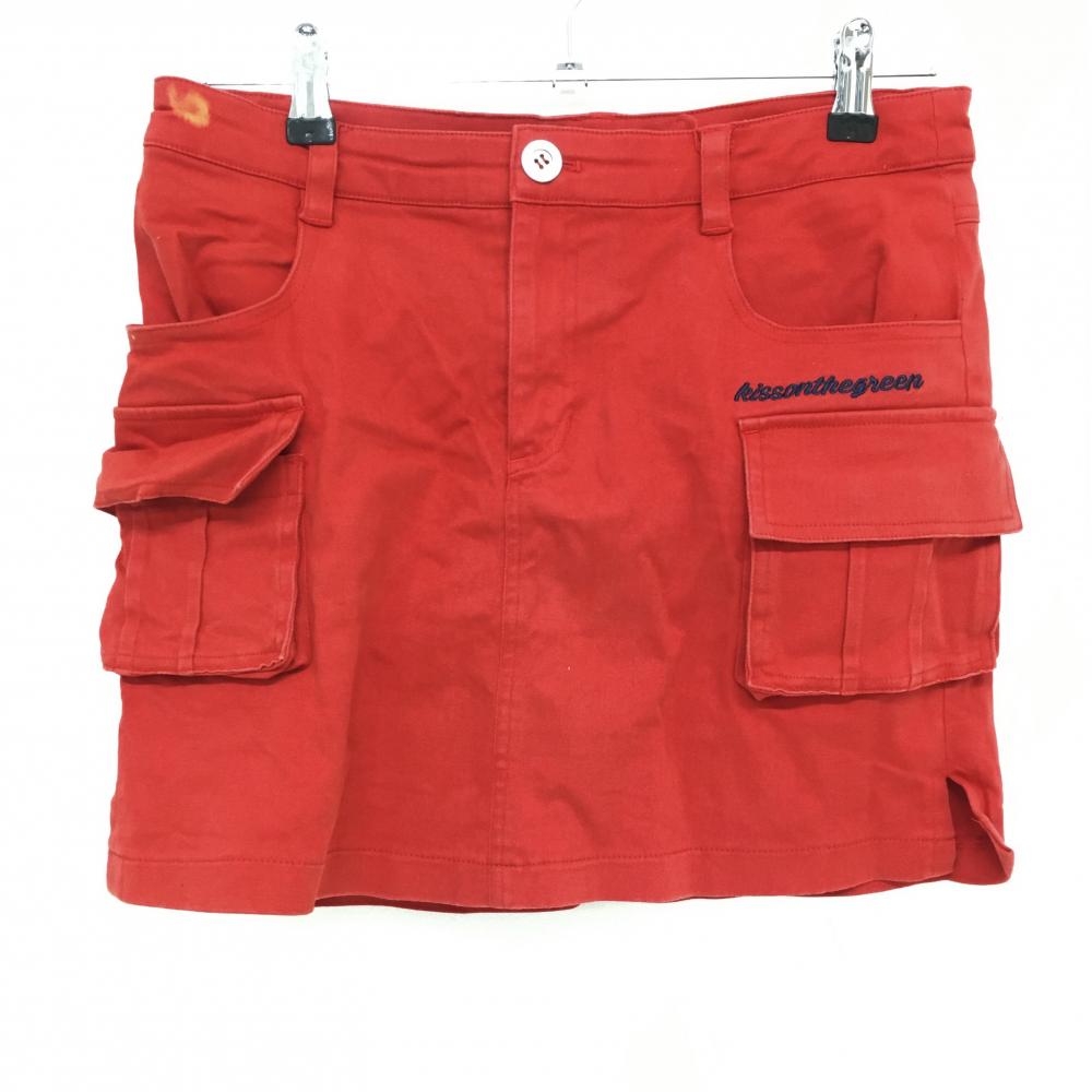 キスオンザグリーン カーゴスカート レッド×ネイビー ストレッチ 内側インナーパンツ  レディース 2(L) ゴルフウェア kiss on the green