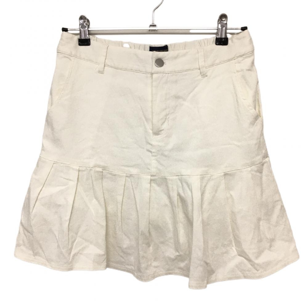 【美品】キスオンザグリーン プリーツスカート 白 ウエストゴム バックロゴ刺しゅう レディース 2(M) ゴルフウェア kiss on the green