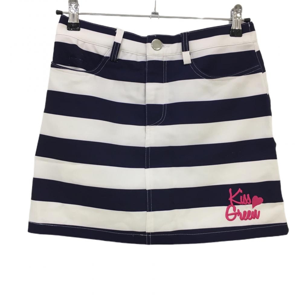 キスオンザグリーン スカート ネイビー×白 ボーダー 内側インナーパンツ レディース 2(M) ゴルフウェア kiss on the green