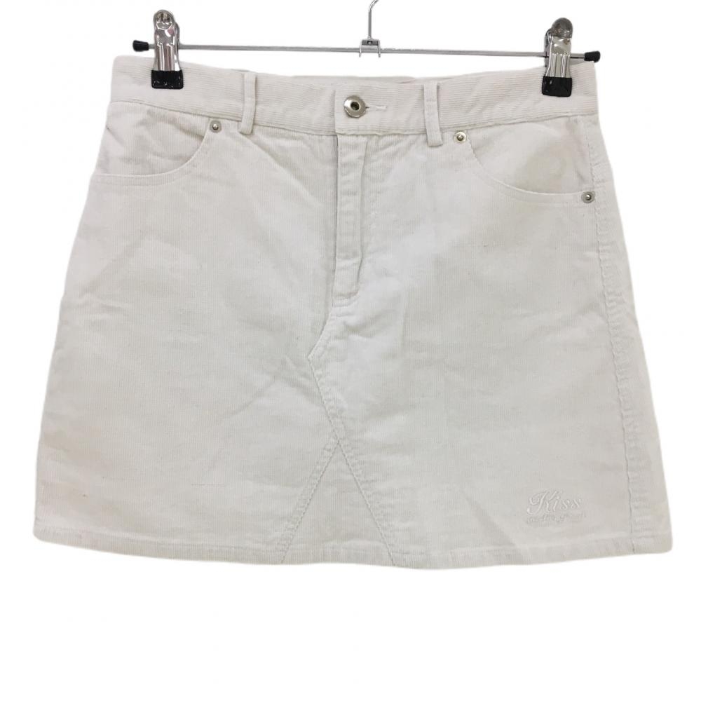 キスオンザグリーン スカート アイボリー コーデュロイ ロゴ刺しゅう レディース 2(M) ゴルフウェア kiss on the green