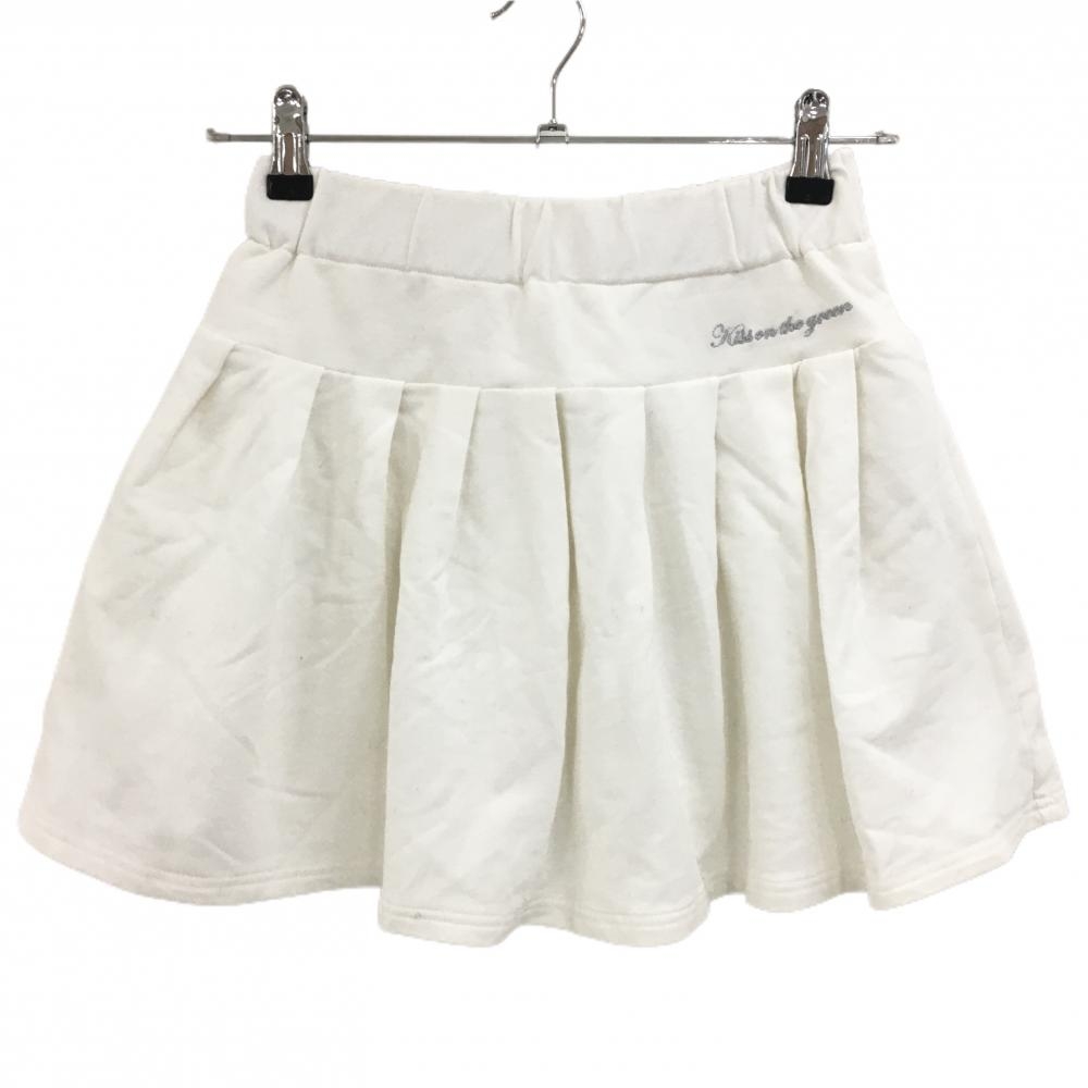 【超美品】キスオンザグリーン スカート 白 裏地付 ロゴ刺しゅう レディース 2(M) ゴルフウェア kiss on the green