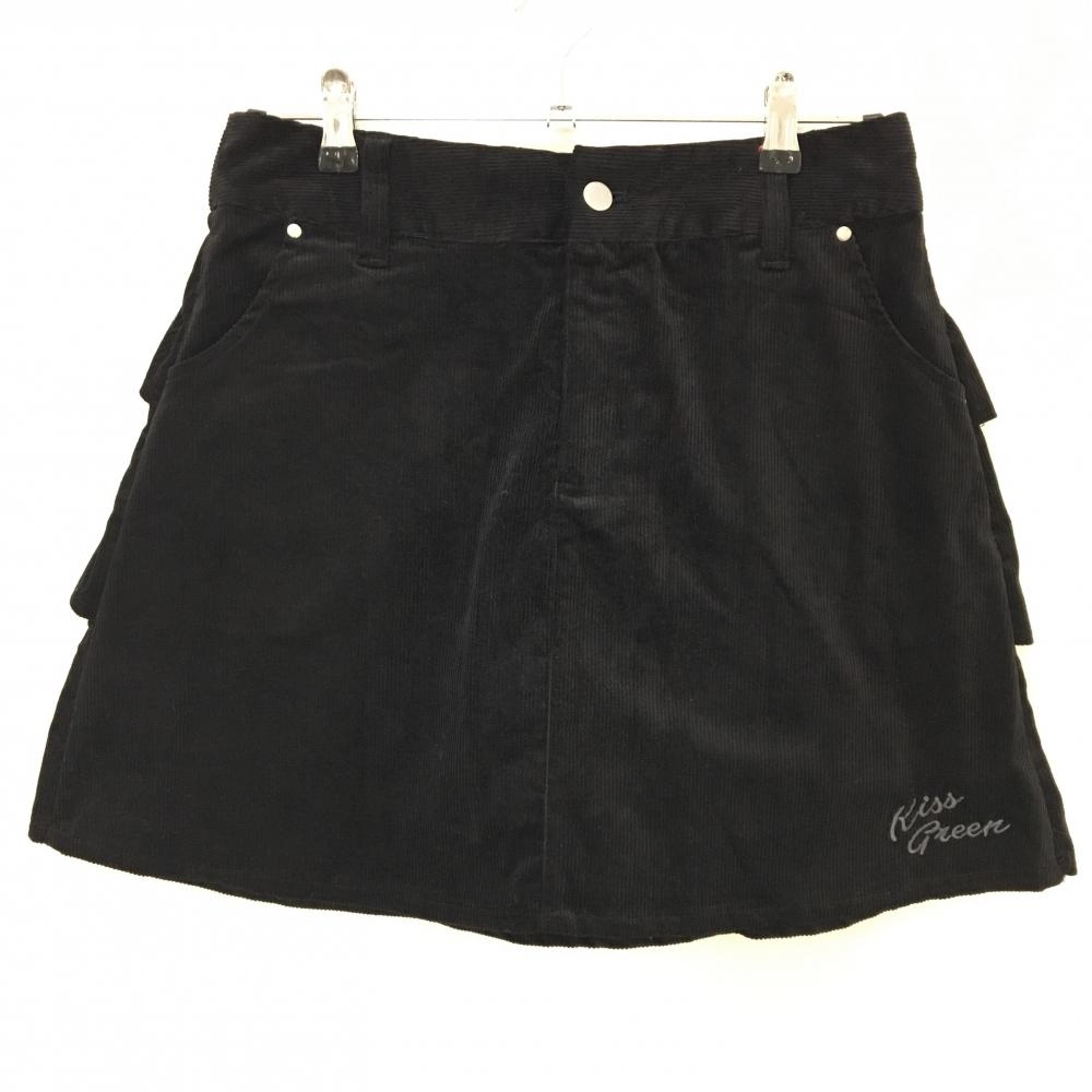 【新品】キスオンザグリーン スカート 黒 コーデュロイ ３段フリル  レディース L ゴルフウェア kiss on the green