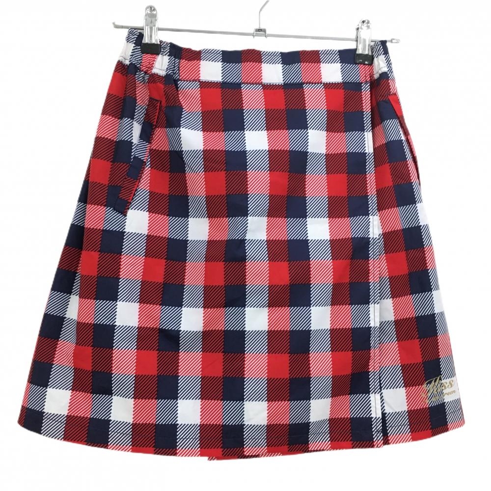 【超美品】キスオンザグリーン ラップスカート 白×レッド×ネイビー  レディース FERR ゴルフウェア kiss on the green
