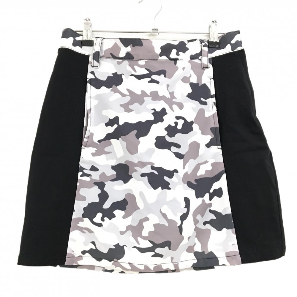 キスオンザグリーン スカート 白×黒 一部カモフラ柄 内側インナーパンツ レディース 3(L) ゴルフウェア kiss on the green