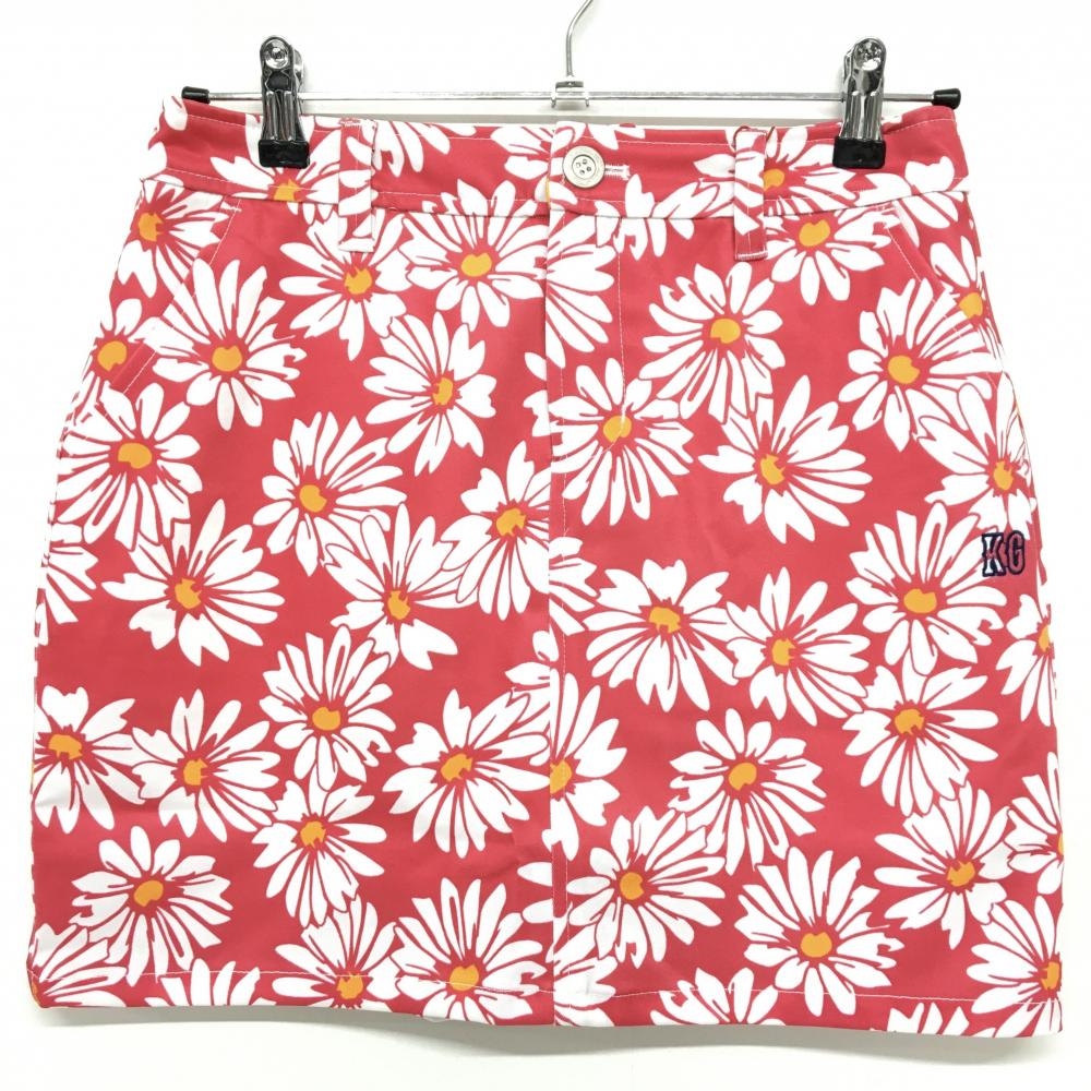 【新品】キスオンザグリーン スカート レッドピンク系×白 花柄 内側インナーパンツ レディース 3(L) ゴルフウェア kiss on the green