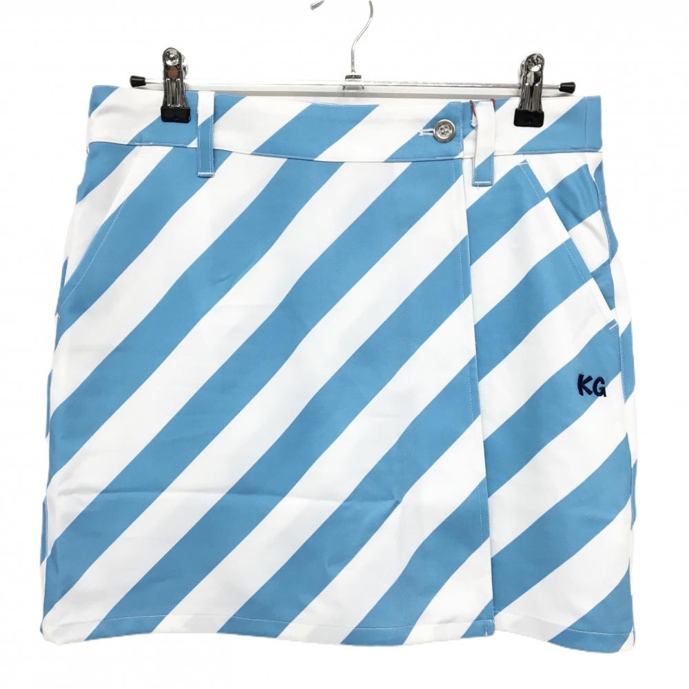 【新品】キスオンザグリーン スカート ライトブルー×白 斜めストライプ  レディース 3(L) ゴルフウェア kiss on the green