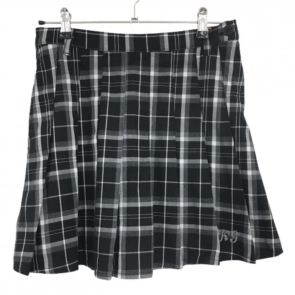 【新品】キスオンザグリーン プリーツスカート 黒×白 チェック 内側インナーパンツ レディース M ゴルフウェア kiss on the green