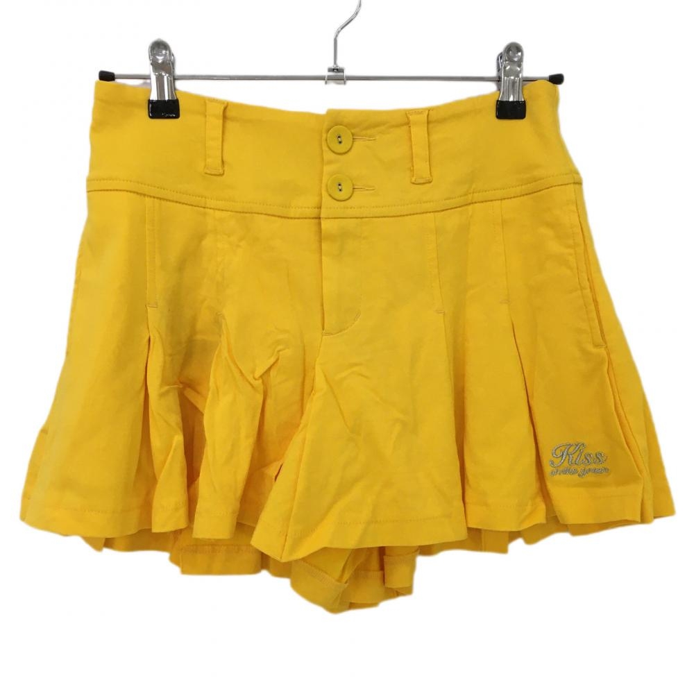 キスオンザグリーン キュロットスカート イエロー プリーツ ストレッチ 裏地付き  レディース 2(M) ゴルフウェア kiss on the green