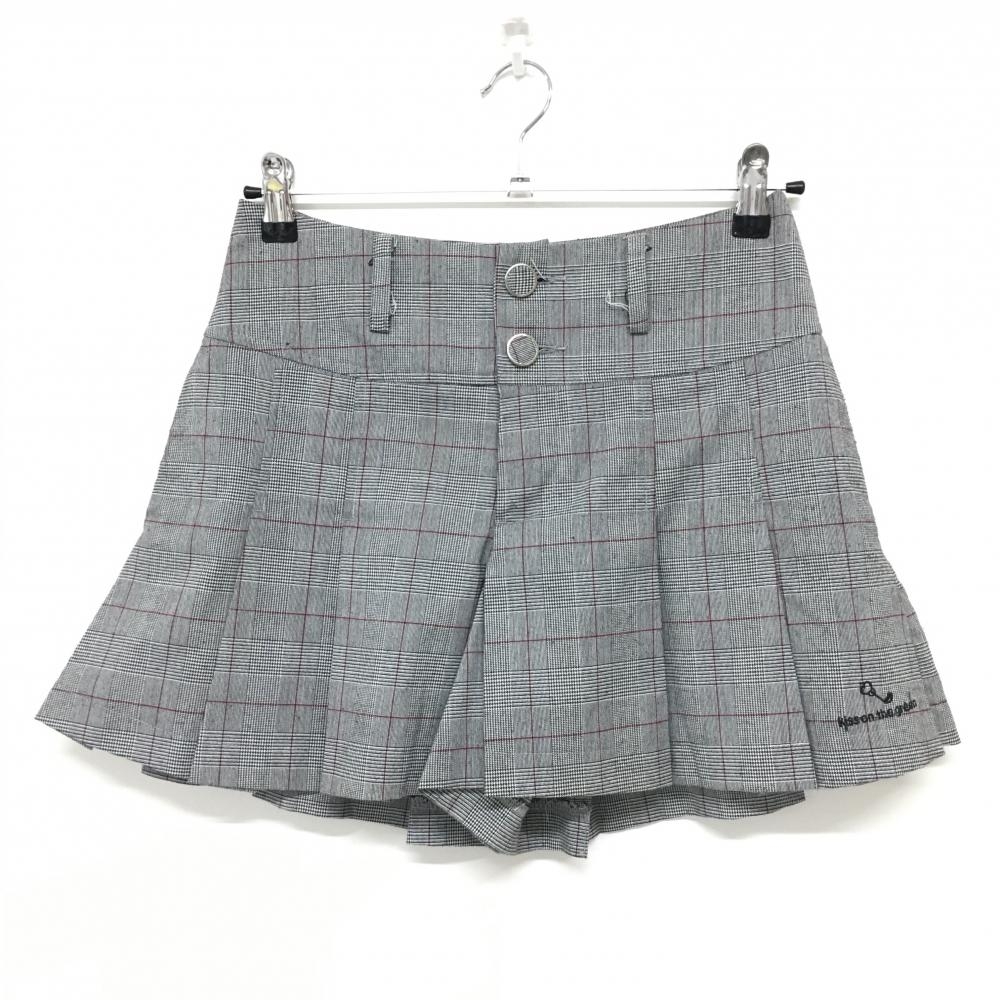 キスオンザグリーン キュロットスカート グレー×レッド グレンチェック ストレッチ レディース  ゴルフウェア kiss on the green
