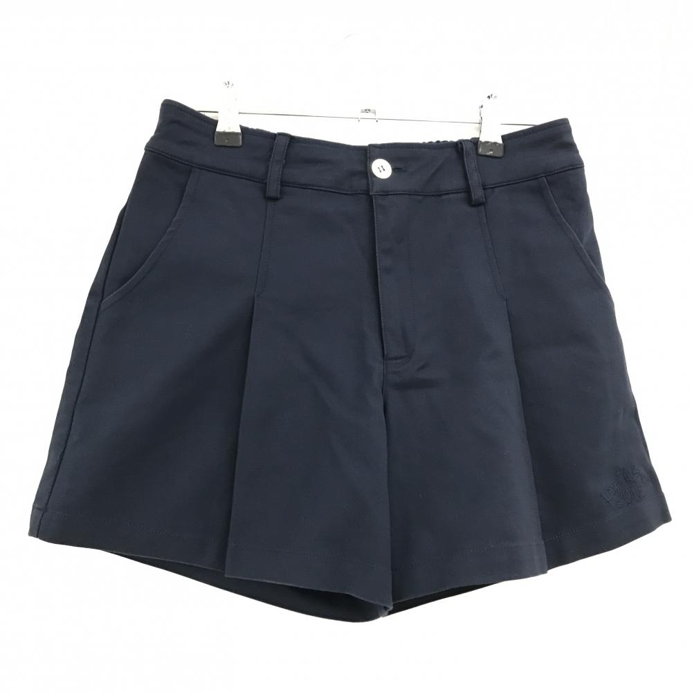 【美品】キスオンザグリーン キュロットスカート ネイビー ロゴ刺しゅう 裏地付き レディース 2(M) ゴルフウェア kiss on the green