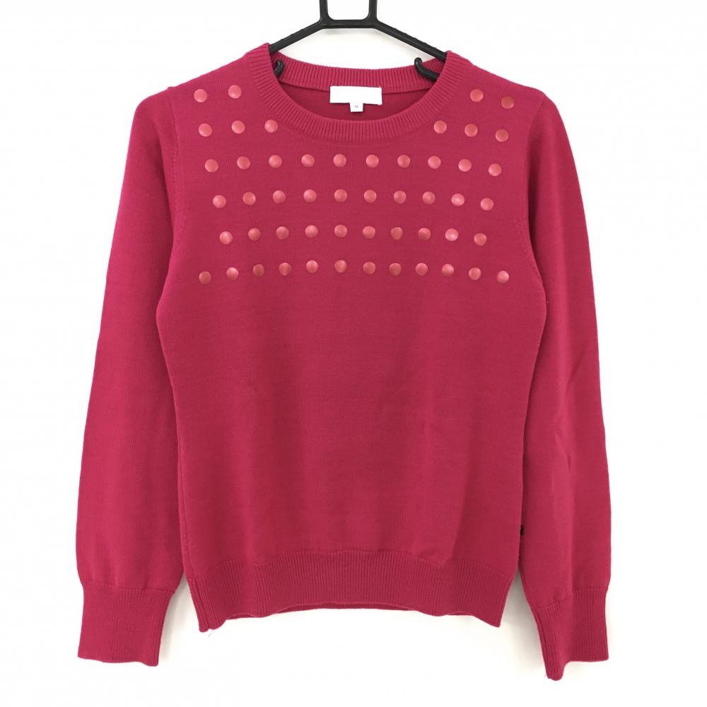 【美品】キャロウェイ セーター ピンク 胸元スタッズ ニット ウール混  レディース M ゴルフウェア Callaway