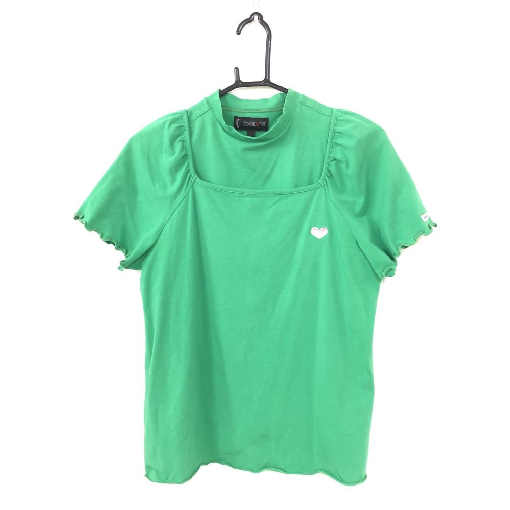 【美品】Callaway キャロウェイ セットアップ(タンクトップ+Tシャツ) グリーン ハート刺繍 カットソー レディース L ゴルフウェア 画像