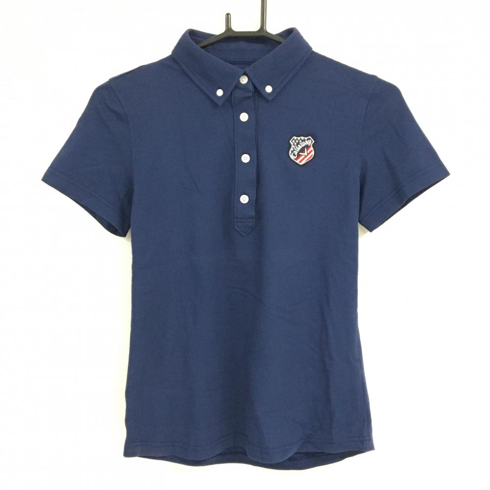 キャロウェイ 半袖ポロシャツ ネイビー ボタンダウン シンプル レディース M ゴルフウェア Callaway