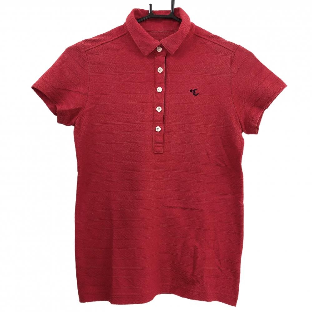 キャロウェイ 半袖ポロシャツ レッド 織生地 レディース M ゴルフウェア Callaway