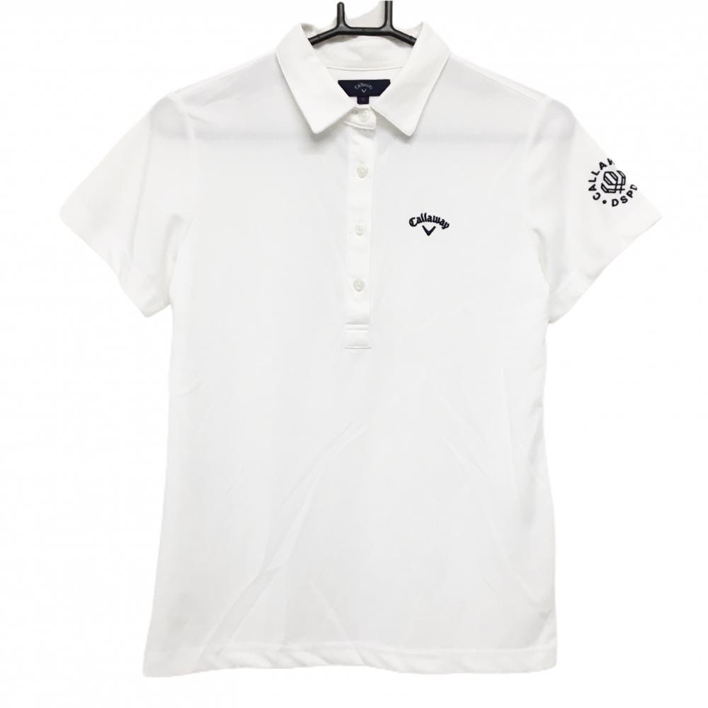 キャロウェイ 半袖ポロシャツ 白 シンプル ロゴ刺しゅう レディース M ゴルフウェア 2022年モデル Callaway