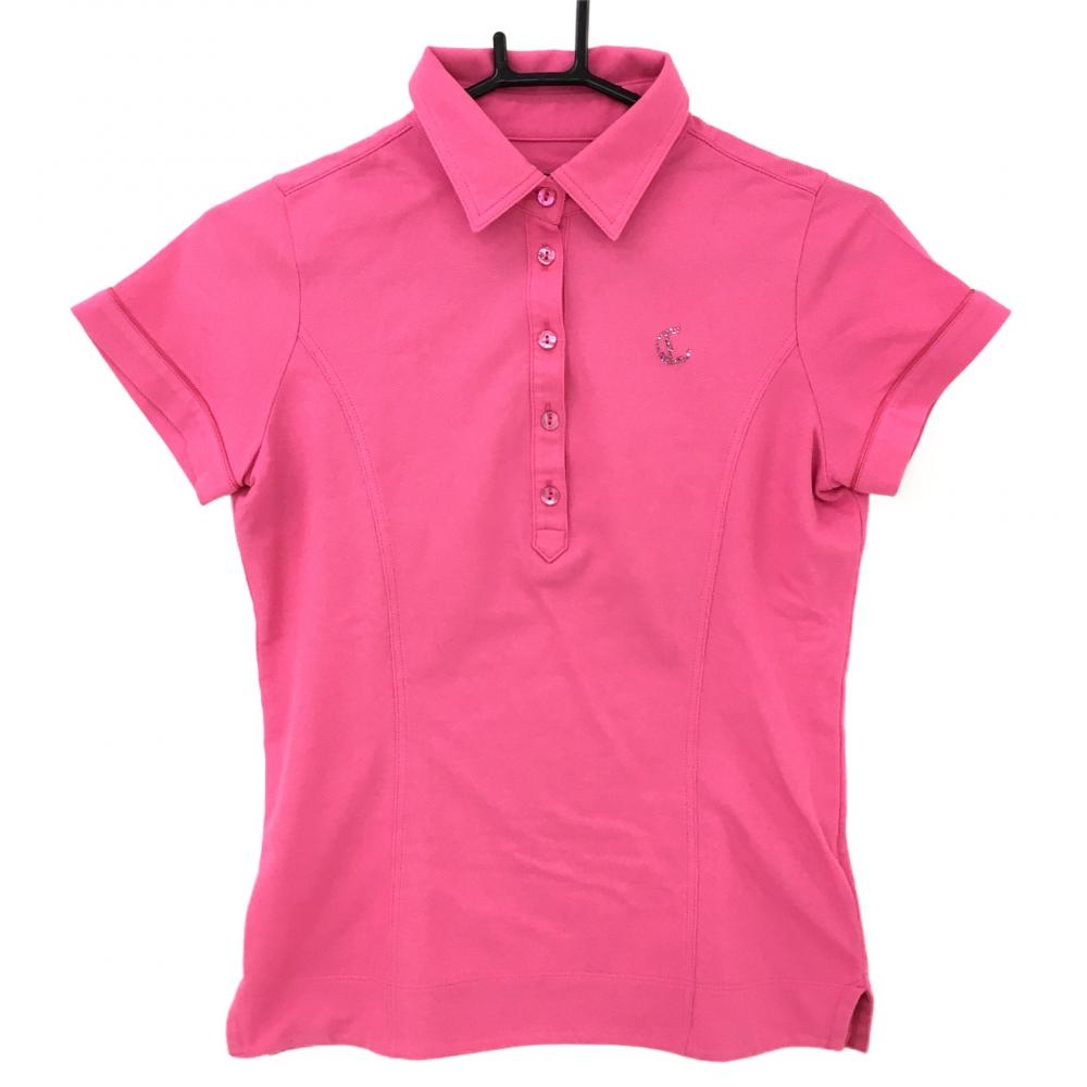 キャロウェイ 半袖ポロシャツ ピンク ラインストーンロゴ  レディース M ゴルフウェア Callaway