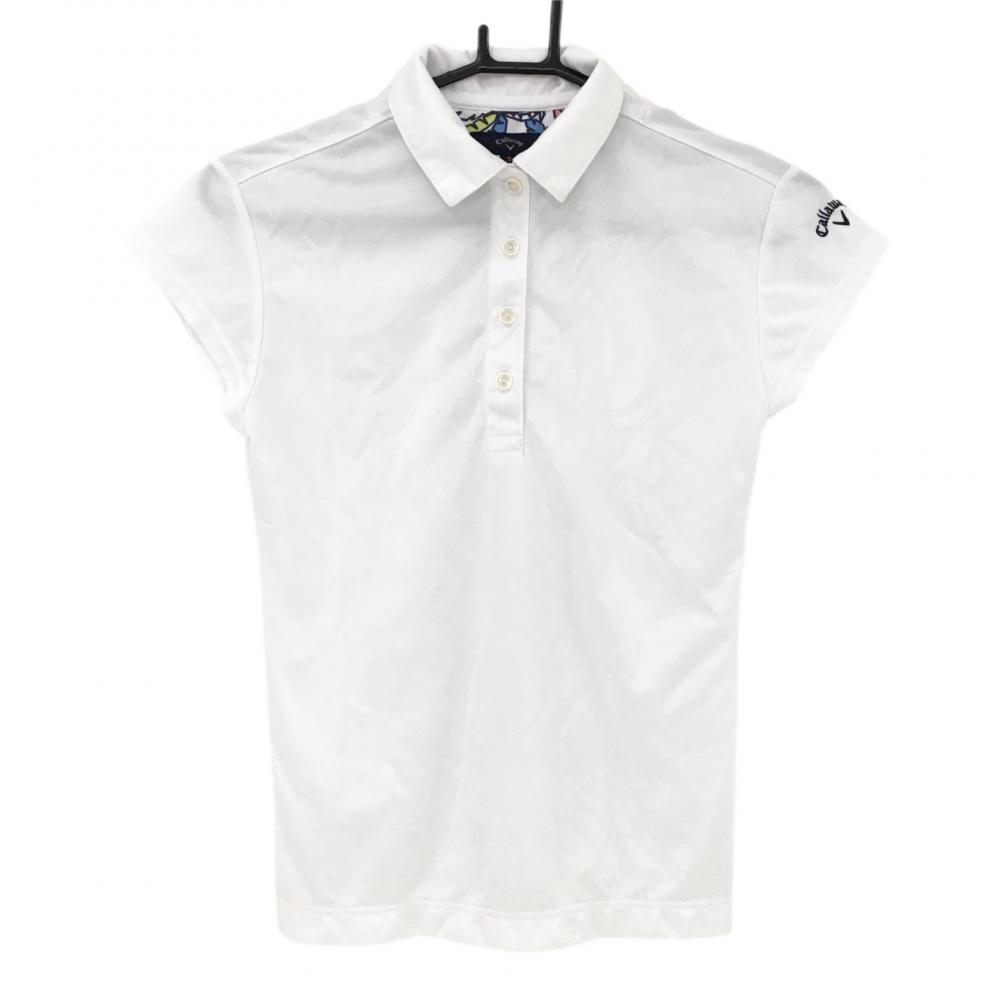 キャロウェイ 半袖ポロシャツ 白 ボタニカル織生地  レディース S ゴルフウェア Callaway