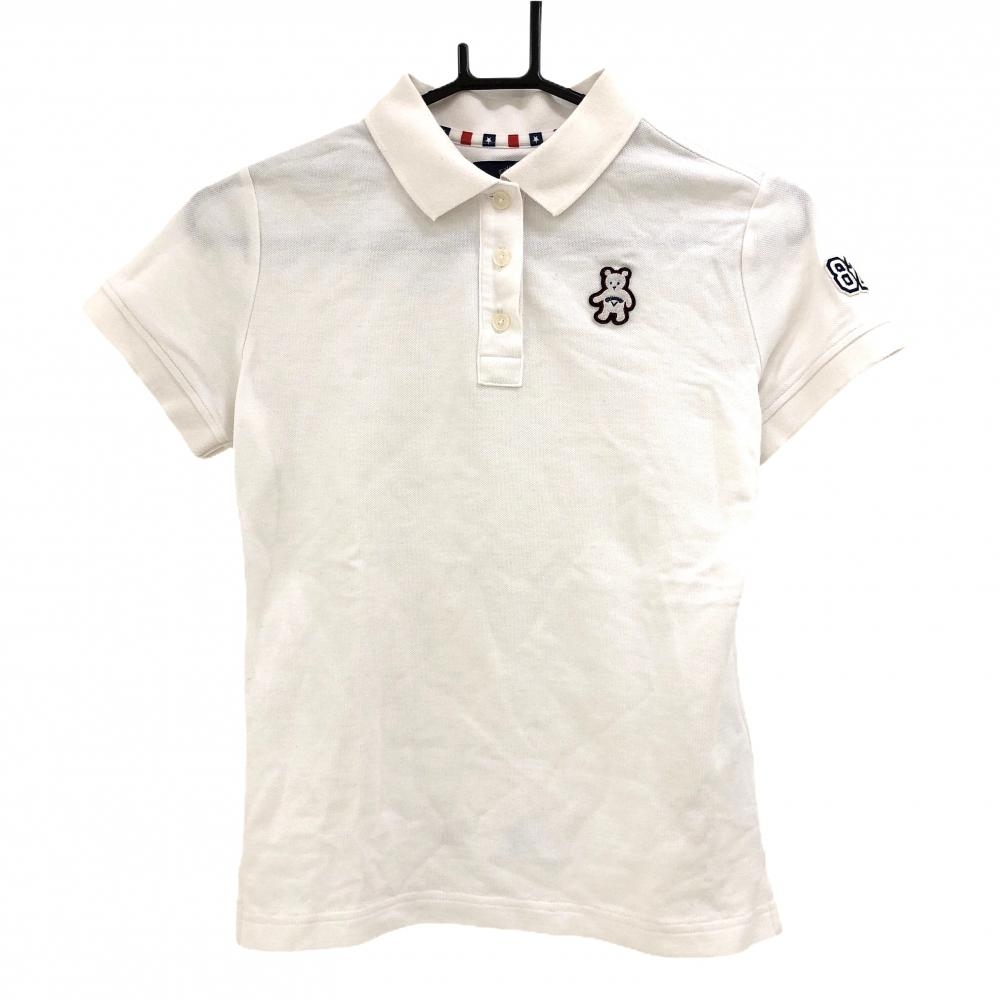キャロウェイ 半袖ポロシャツ 白 ベアワッペン レディース M ゴルフウェア Callaway