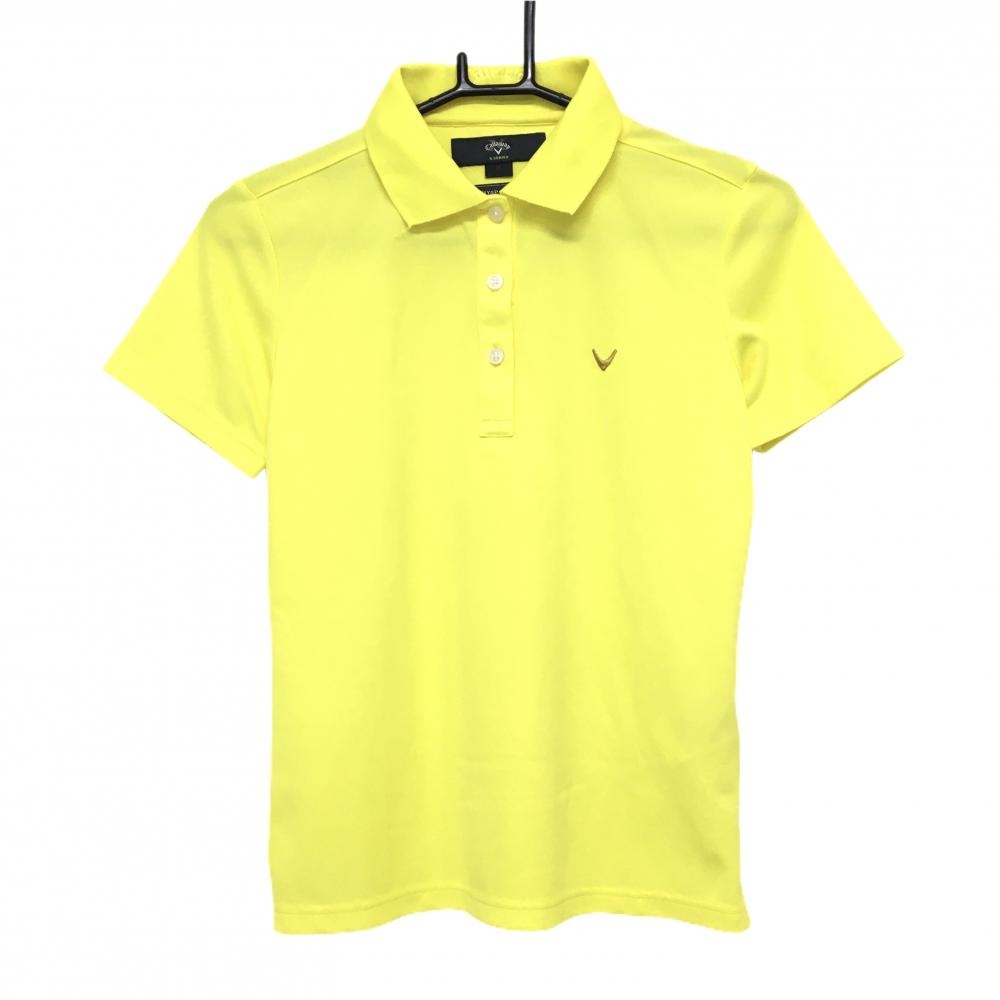 キャロウェイ 半袖ポロシャツ イエロー 襟ロゴ型押し レディース M ゴルフウェア Callaway