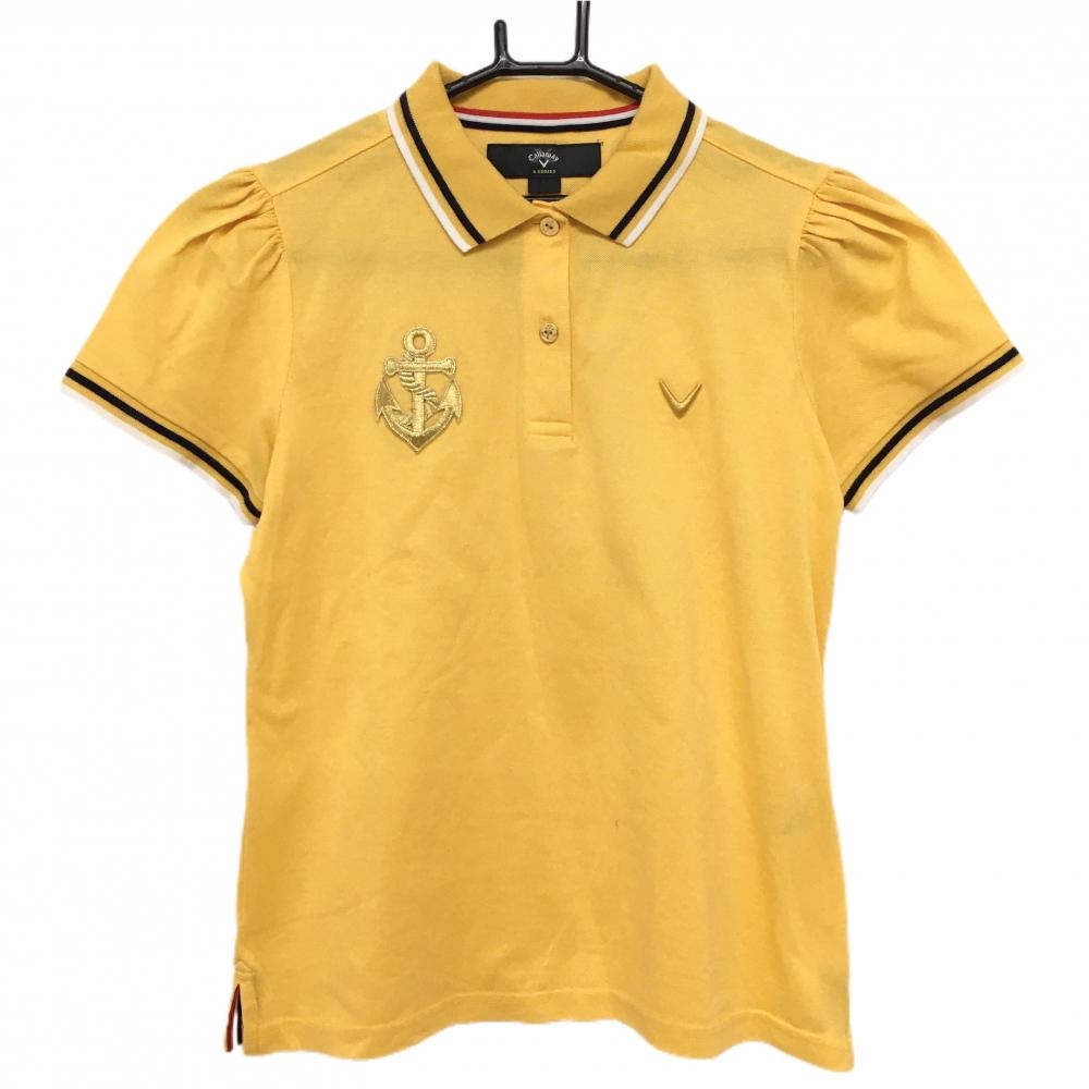 キャロウェイ 半袖ポロシャツ イエロー ワッペン  レディース L ゴルフウェア Callaway