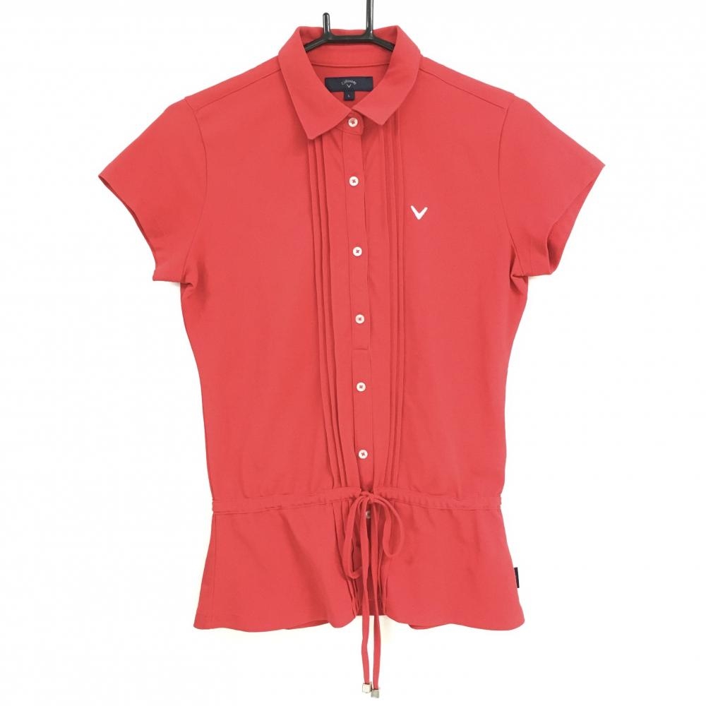 キャロウェイ 半袖ポロシャツ レッド チュニック ウエスト紐 レディース L ゴルフウェア Callaway