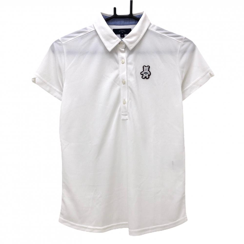 【超美品】キャロウェイ 半袖ポロシャツ 白 ベアワッペン  レディース M ゴルフウェア Callaway