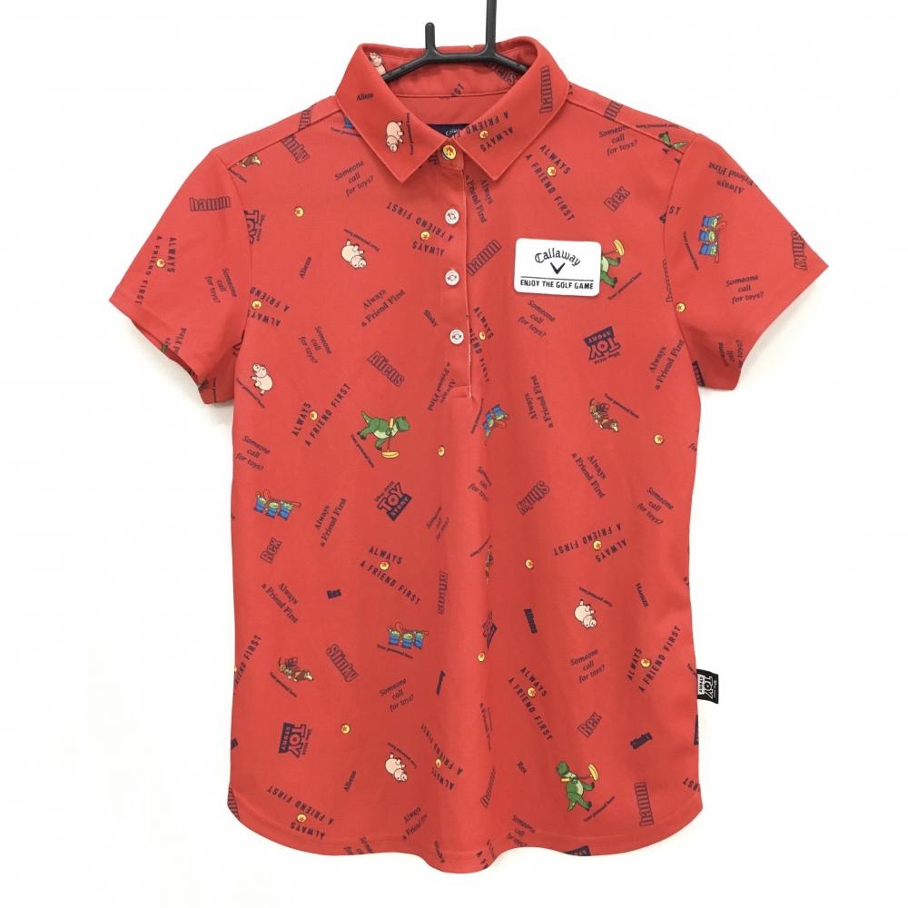 【超美品】キャロウェイ×Disney 半袖ポロシャツ レッド×ネイビー TOY STORY  レディース M ゴルフウェア 2024年モデル Callaway