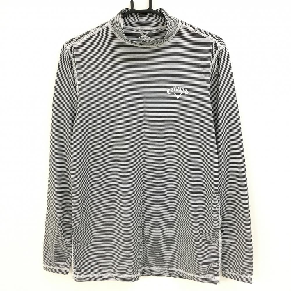 【美品】キャロウェイ ハイネックインナーシャツ 白×黒 ボーダー レディース L ゴルフウェア Callaway