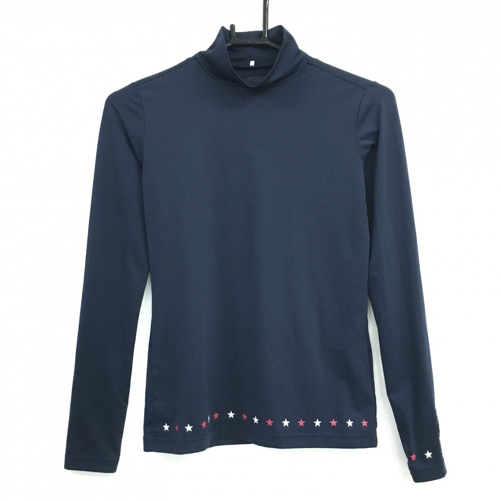 【超美品】キャロウェイ ハイネックインナーシャツ ネイビー ストレッチ ベアワッペン   レディース S ゴルフウェア Callaway