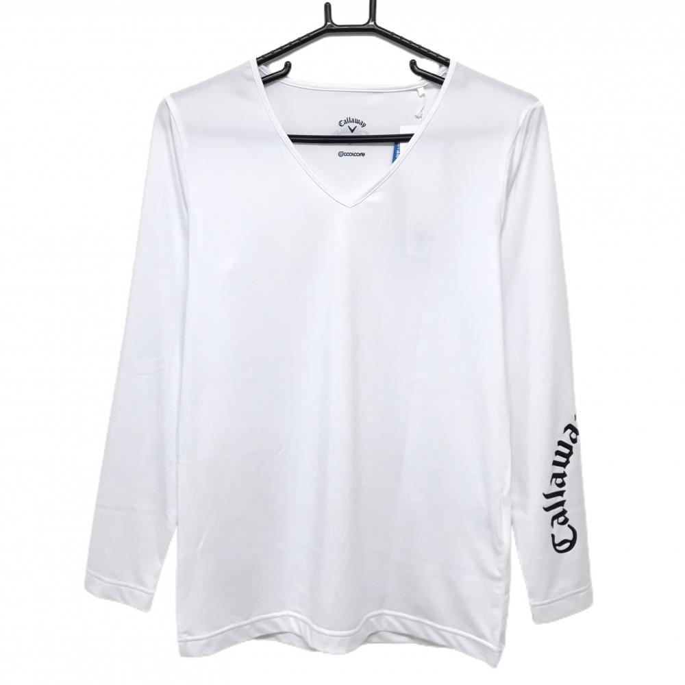 【新品】キャロウェイ インナーシャツ 白 Vネック 吸汗速乾 レディース LL ゴルフウェア 2024年モデル Callaway