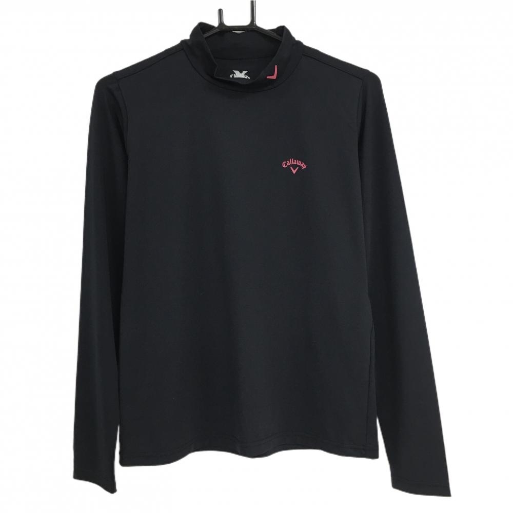 【超美品】キャロウェイ ハイネックインナーシャツ ネイビー ロゴピンク  レディース rarge ゴルフウェア Callaway