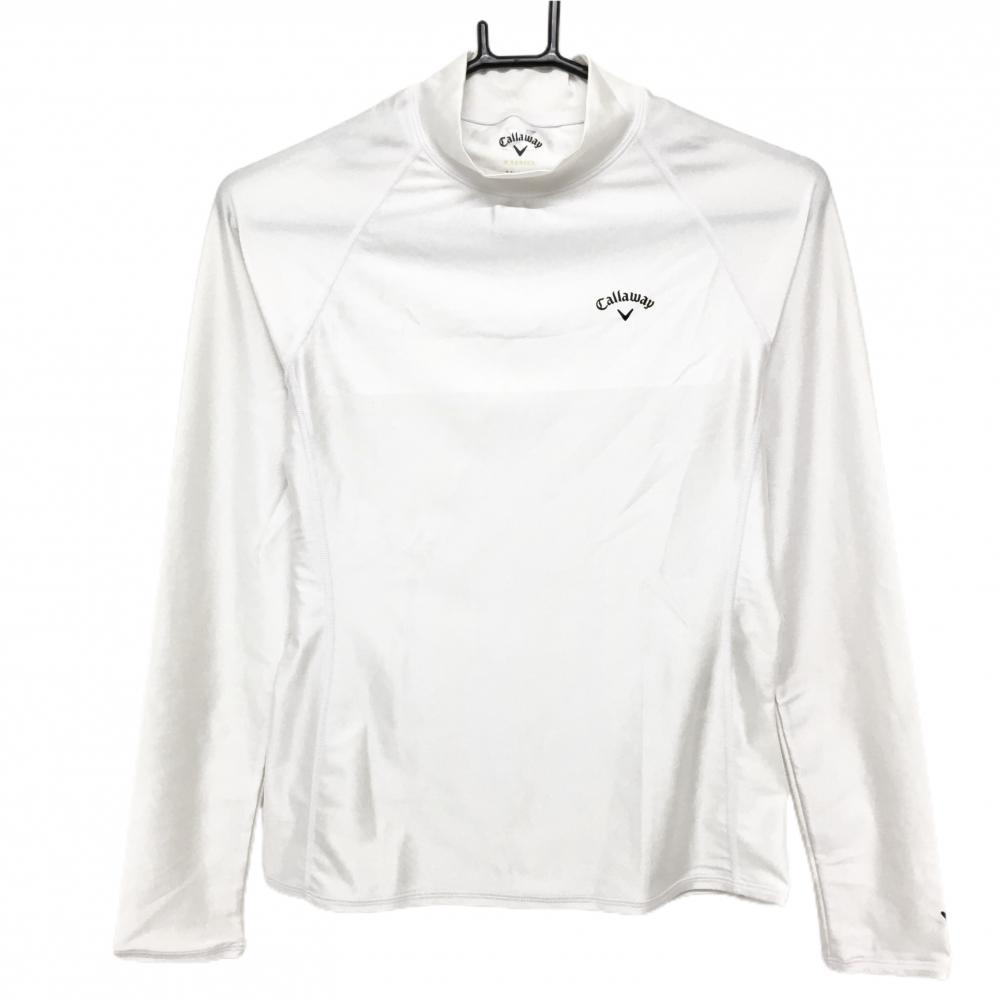 【超美品】キャロウェイ ハイネックインナーシャツ 白×黒 ロゴプリント  レディース Medium ゴルフウェア Callaway