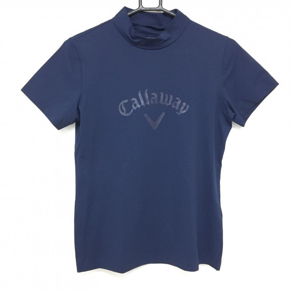 【未使用品】キャロウェイ 半袖ハイネックシャツ ネイビー ビッグロゴ  レディース M ゴルフウェア Callaway