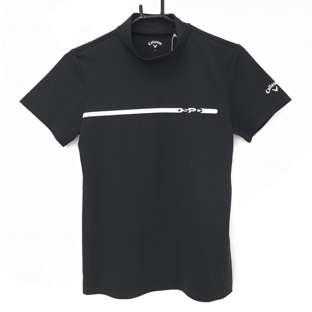 【未使用品】キャロウェイ 半袖ハイネックシャツ 黒×白 胸元ライン レディース M ゴルフウェア 2023年モデル Callaway