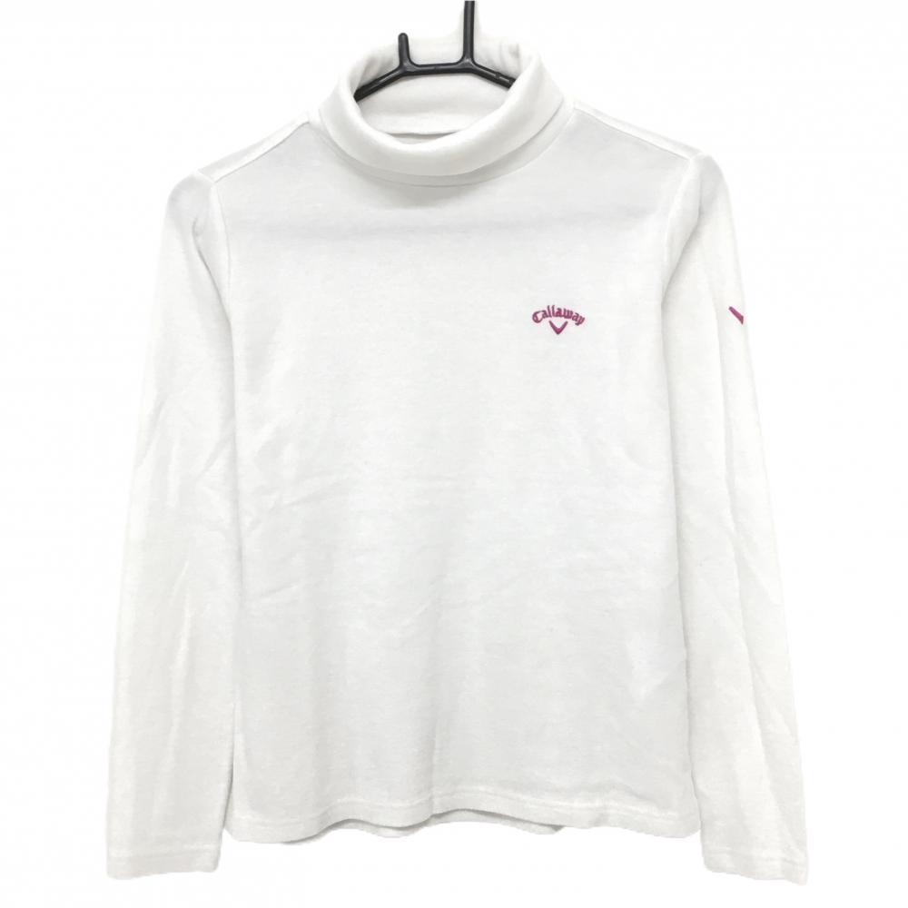 キャロウェイ 長袖タートルネックシャツ 白 起毛素材 胸刺しゅう  レディース M ゴルフウェア Callaway