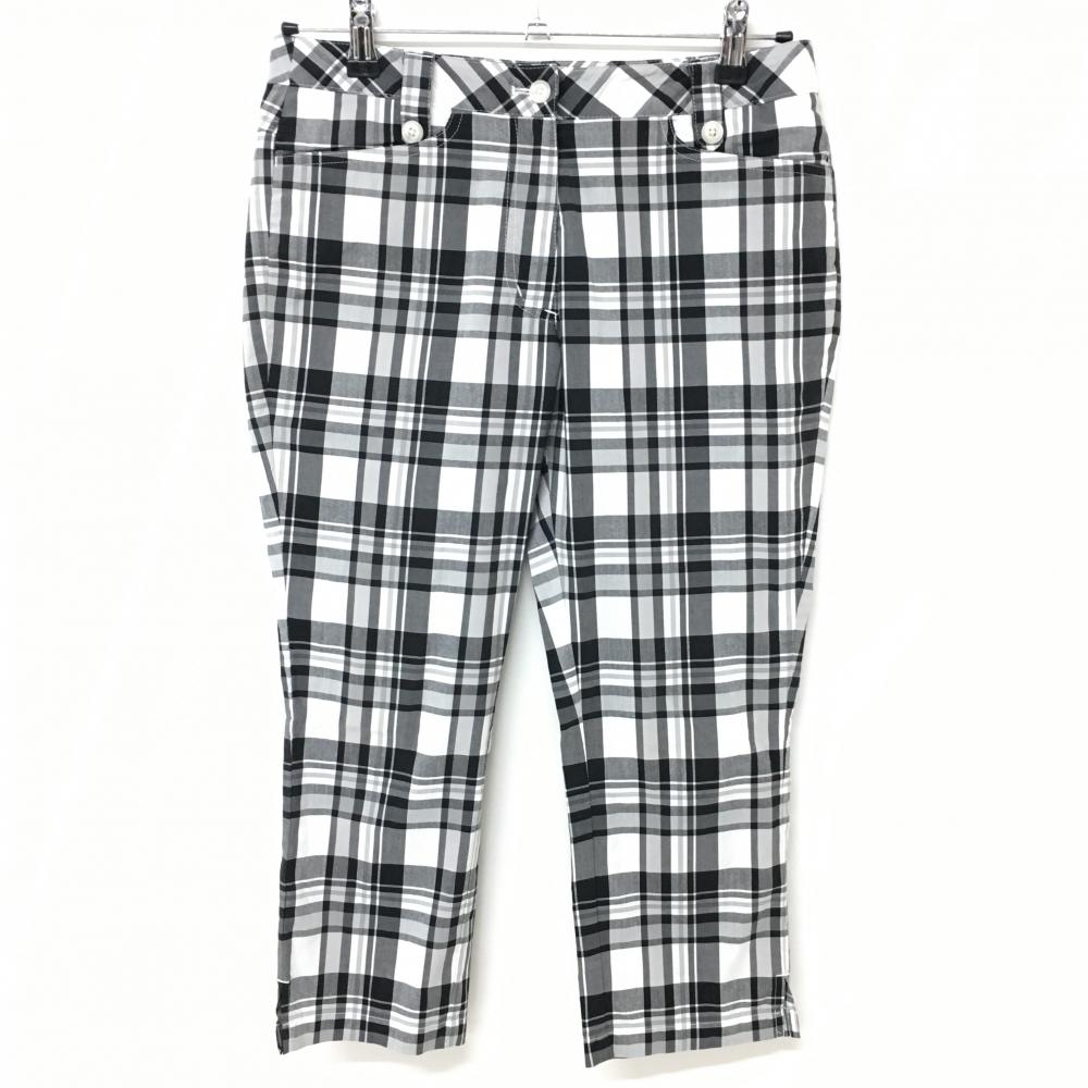 【美品】キャロウェイ 半端丈パンツ 黒×グレー チェック柄 コットン混  レディース S ゴルフウェア Callaway
