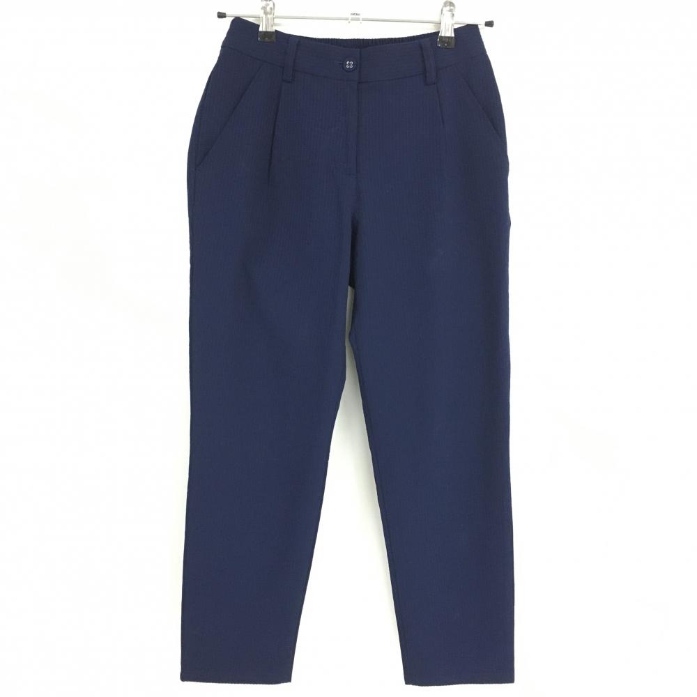 キャロウェイ パンツ ネイビー×白 ストライプ サッカー生地 ウエスト一部ゴム  レディース S ゴルフウェア Callaway