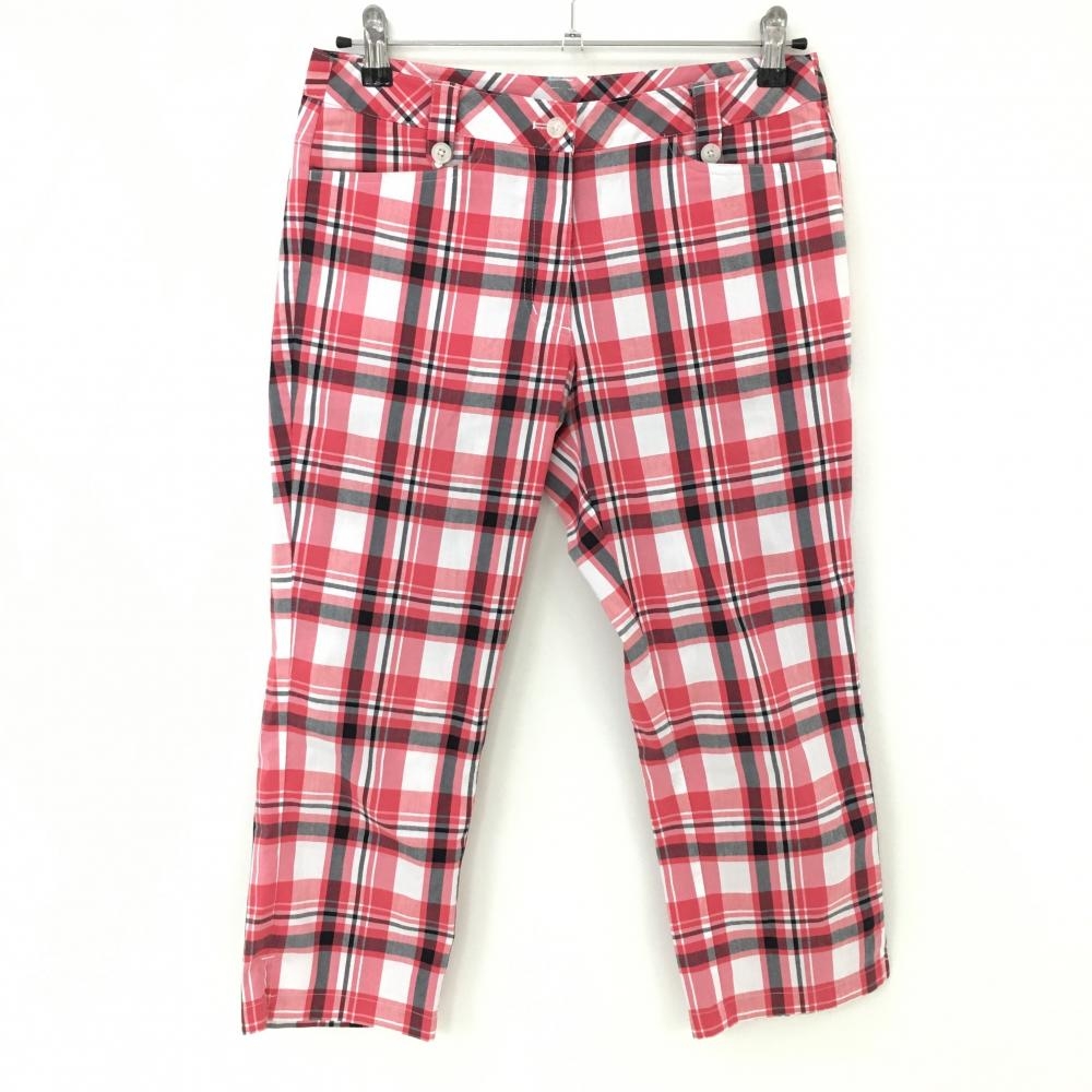 【美品】キャロウェイ 半端丈パンツ レッド×白×黒 チェック コットン混 レディース M ゴルフウェア Callaway