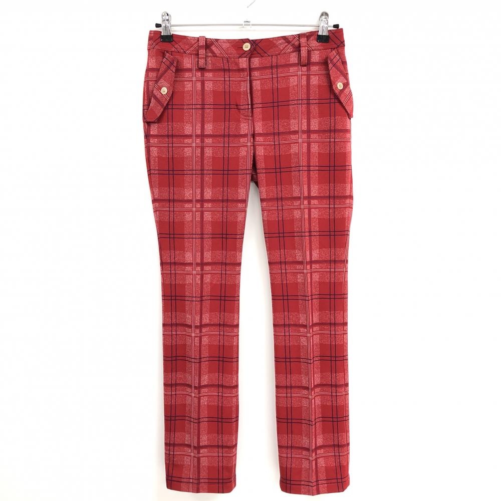 【超美品】キャロウェイ パンツ レッド×ネイビー チェック柄 バックロゴ レディース S ゴルフウェア Callaway