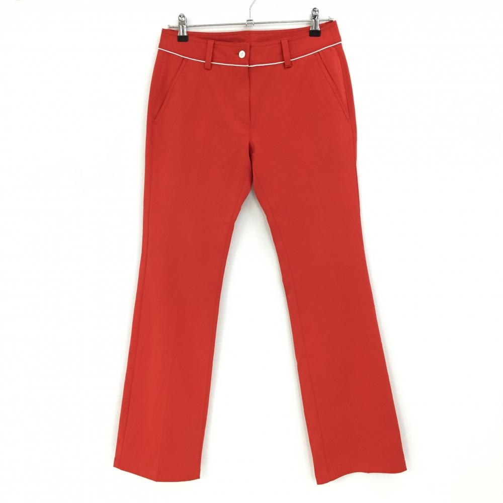 【美品】キャロウェイ ストレッチパンツ レッド×白 ベルト部パイピング 無地  レディース M ゴルフウェア Callaway