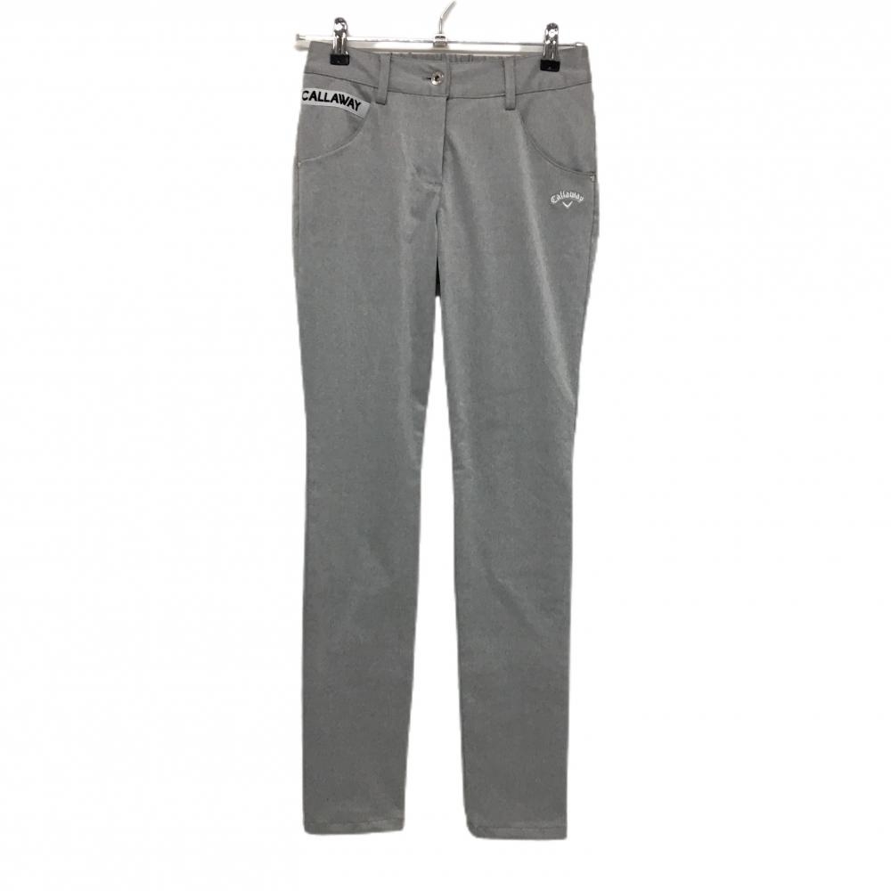 【美品】キャロウェイ パンツ 杢グレー ロゴ白 ストレッチ  レディース S ゴルフウェア Callaway