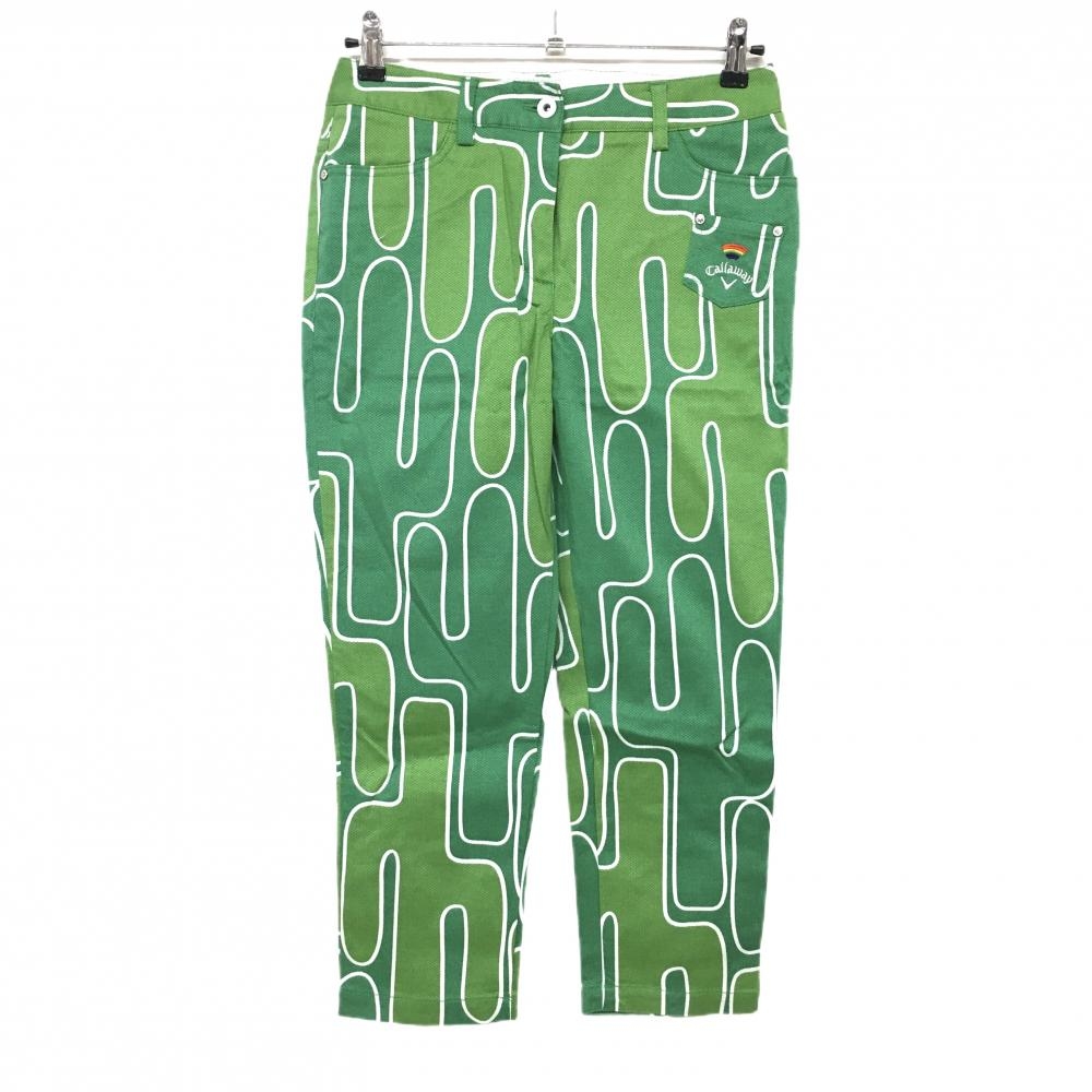 【超美品】キャロウェイ 半端丈パンツ グリーン×ライトグリーン サボテン柄  レディース M ゴルフウェア Callaway