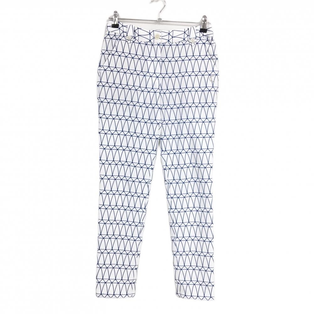 キャロウェイ パンツ 白×ブルー 総柄 ロゴ刺しゅう レディース S ゴルフウェア Callaway