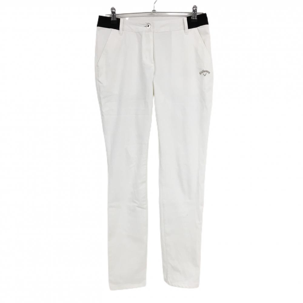 【美品】キャロウェイ パンツ 白×黒 ウエスト後ろロゴ レディース L ゴルフウェア Callaway