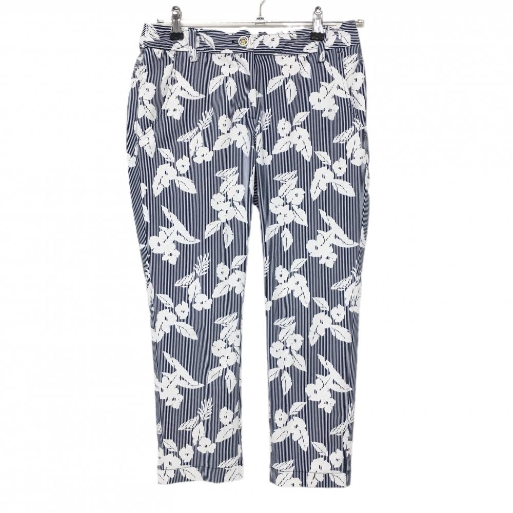 【美品】キャロウェイ パンツ ネイビー×白 ストライプ 花柄 レディース S ゴルフウェア Callaway